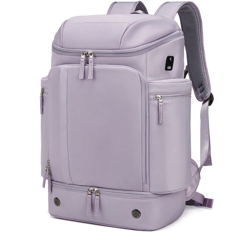 Rucsac Calatorie, Impermeabil, Ghiozdan Voiaj, Anti-transpiratie, Port pentru Incarcare USB, Multifunctional, Compartiment pentru Incaltaminte, Laptop 17 inch, Haine, Accesorii, Capacitate Mare 45 L, Mov Lila